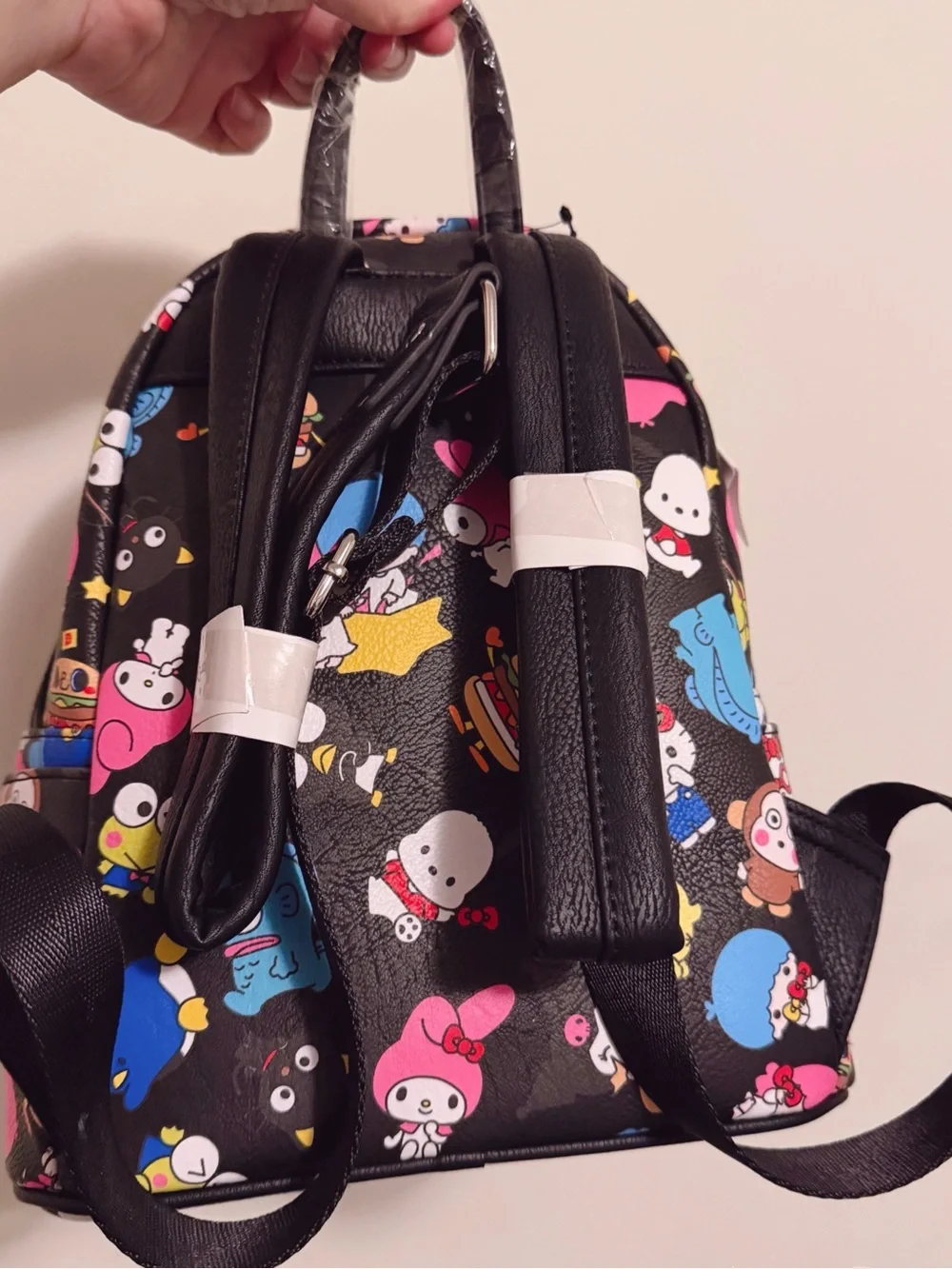 NWT LOUNGEFLY Sanrio Hello Kitty Mini Black Backpack All Over Print